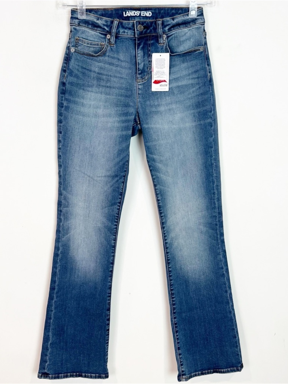 LANDS END MID RISE CURVY BOOT CUT JEANS WOMENS SZ 4 NWT